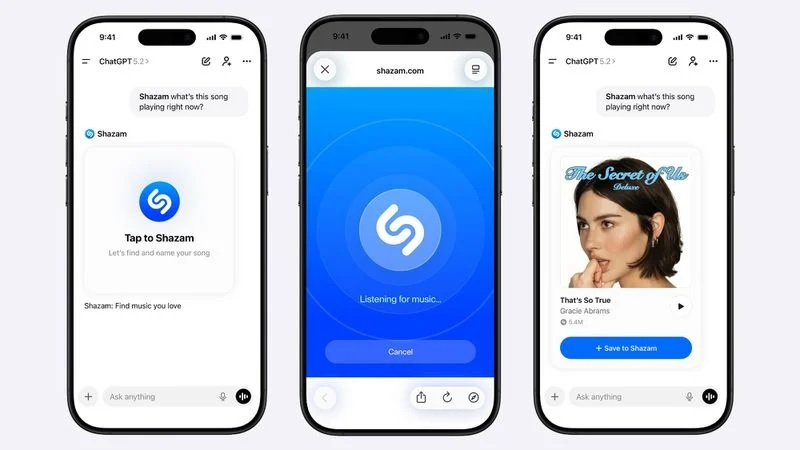 ChatGPT现在可以通过内置的Shazam识别旋律。