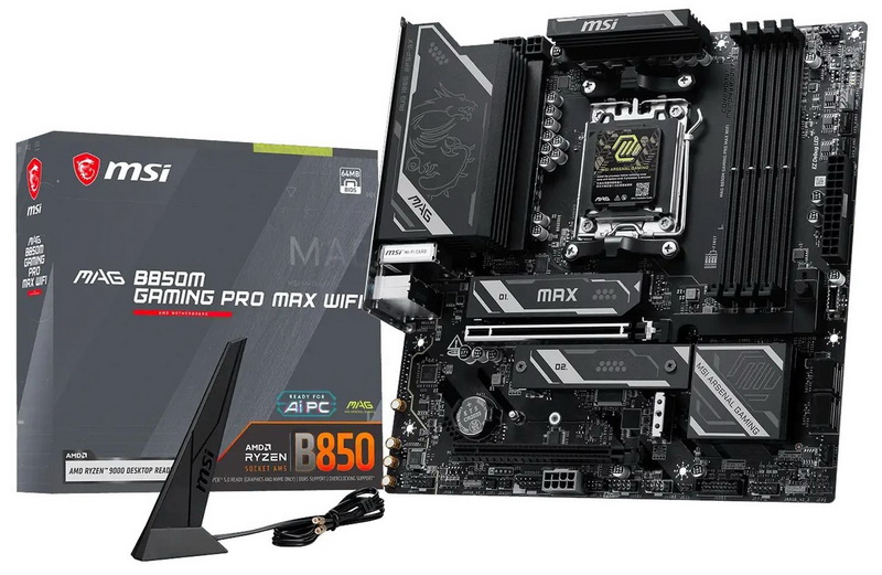 MSI 推出了预算主板 MAG B850M Gaming Pro Max WIFI，配备全新超频功能和 PCIe 5.0 x16 支持。