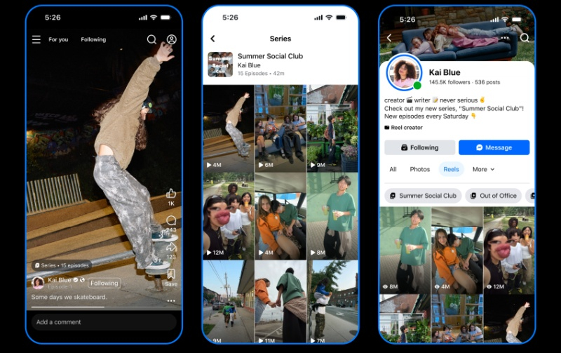 在Instagram✴和Facebook✴上，将有机会通过“系列”功能创建 Reels 剧集。
