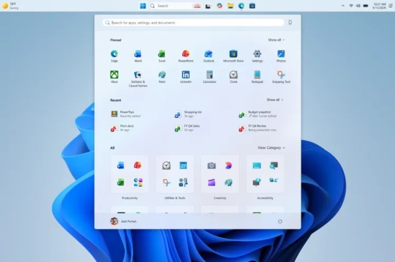 微软将允许在Windows 11中移动任务栏并调整开始菜单的大小