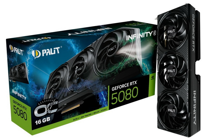 Palit 推出了 GeForce RTX 5080 Infinity 3，无 RGB 灯效的版本，既有超频版，也有标准版。