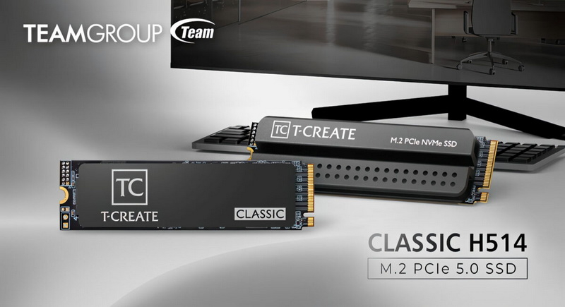 TeamGroup发布了SSD T‑Create Classic H514 PCIe 5.0，专为本地AI工作负载设计：容量最高4 TB，读取速度可达14 200 MB/s