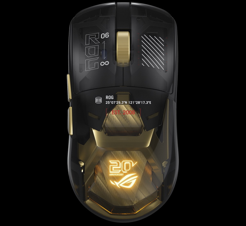 华硕发布了游戏鼠标ROG Harpe II Extreme Edition 20——透明机身，金色装饰，售价260美元。