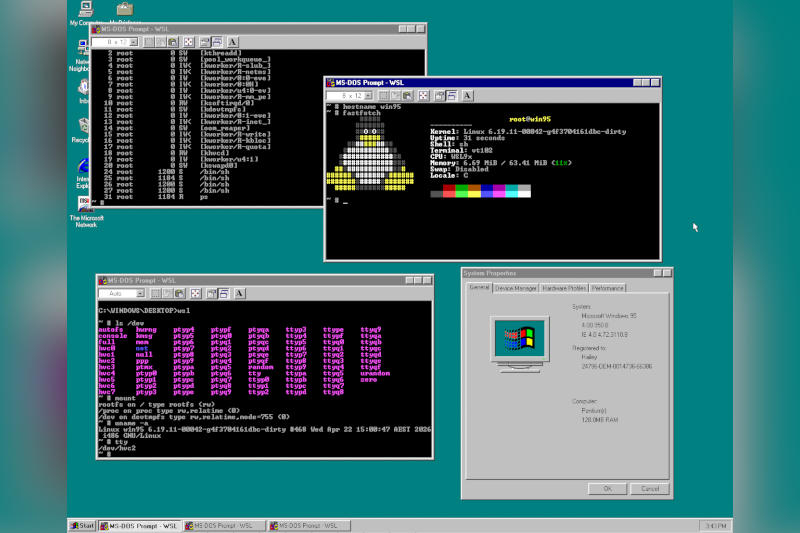 《不可思议的把戏》：女孩在Windows 95上运行现代Linux