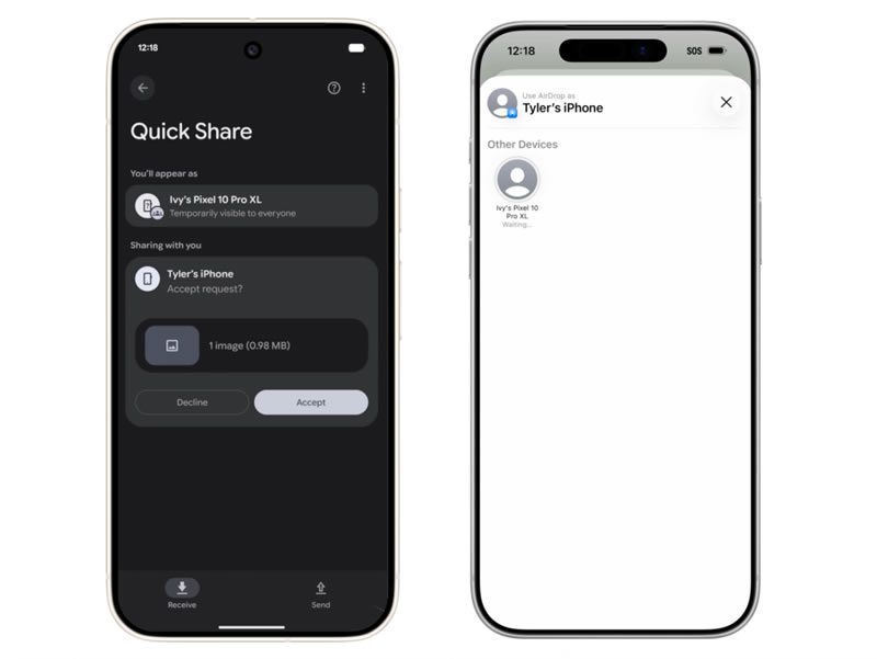 谷歌很快将允许Android智能手机通过AirDrop直接向iPhone传输文件