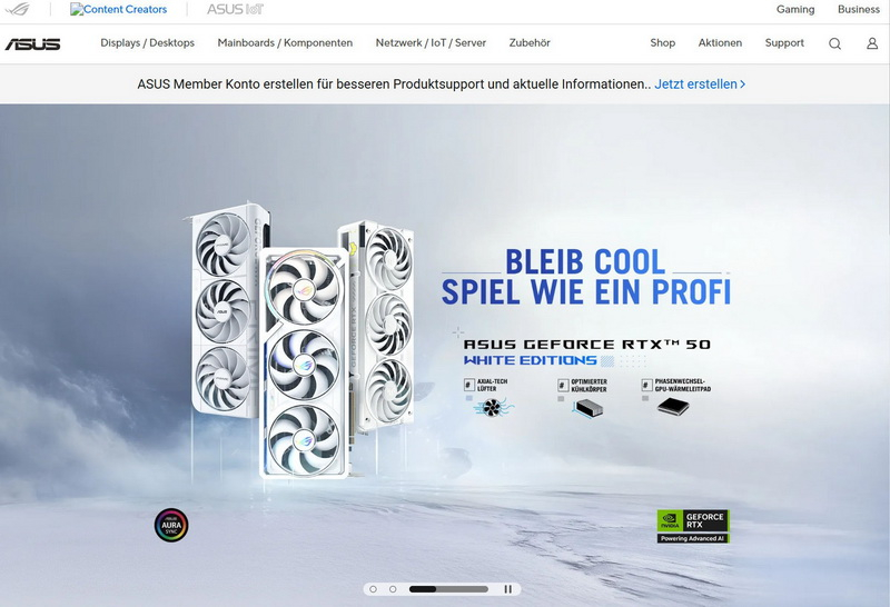 新的德国门户Asus再次恢复运行：驱动程序和BIOS下载已恢复，但不支持笔记本电脑和台式机。